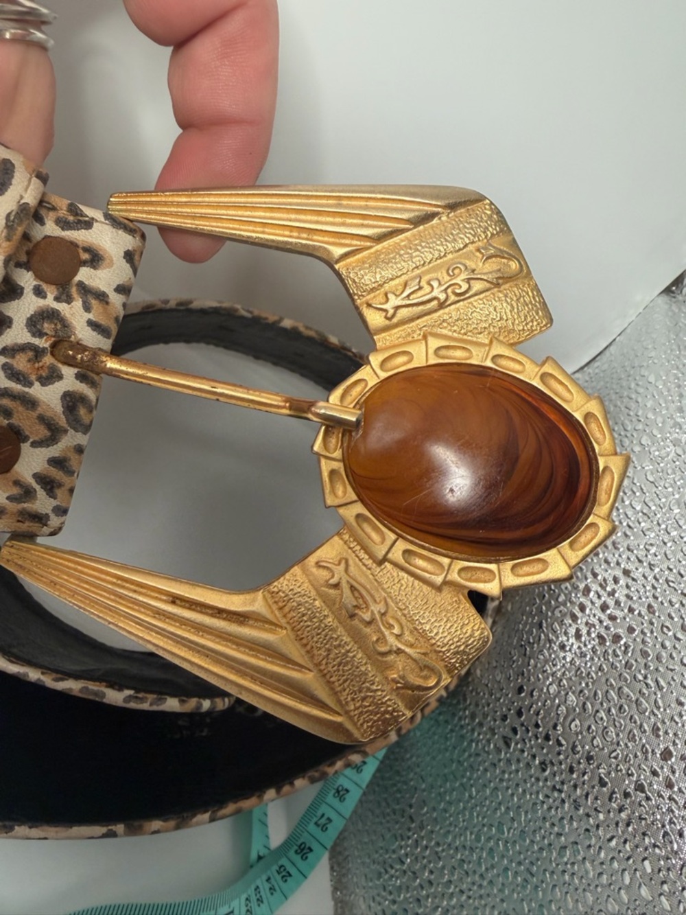 Vintage Gold-Accent Leopard Print Women's Statement Belt - Picture 16 of 16
